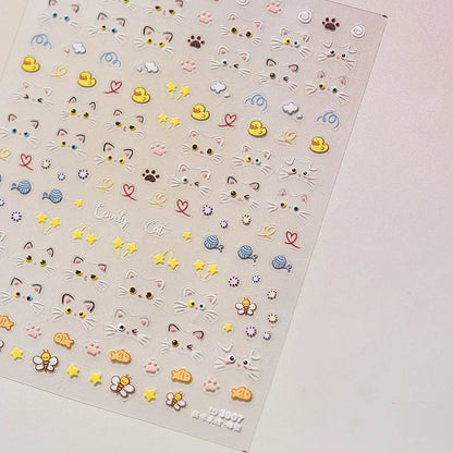 Collage Text English Letter Musical Note Star Graffiti Colorful 5D Love Heart Bowknot Nail Art Sticker Adhesive Manicure Decals