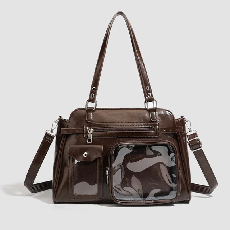 Japanese Itabag With Transparent Display Multi-pocket Shoulder Bag Fashion Tote Bag Jk Uniform Handbag Y2k Style Crossbody Bag