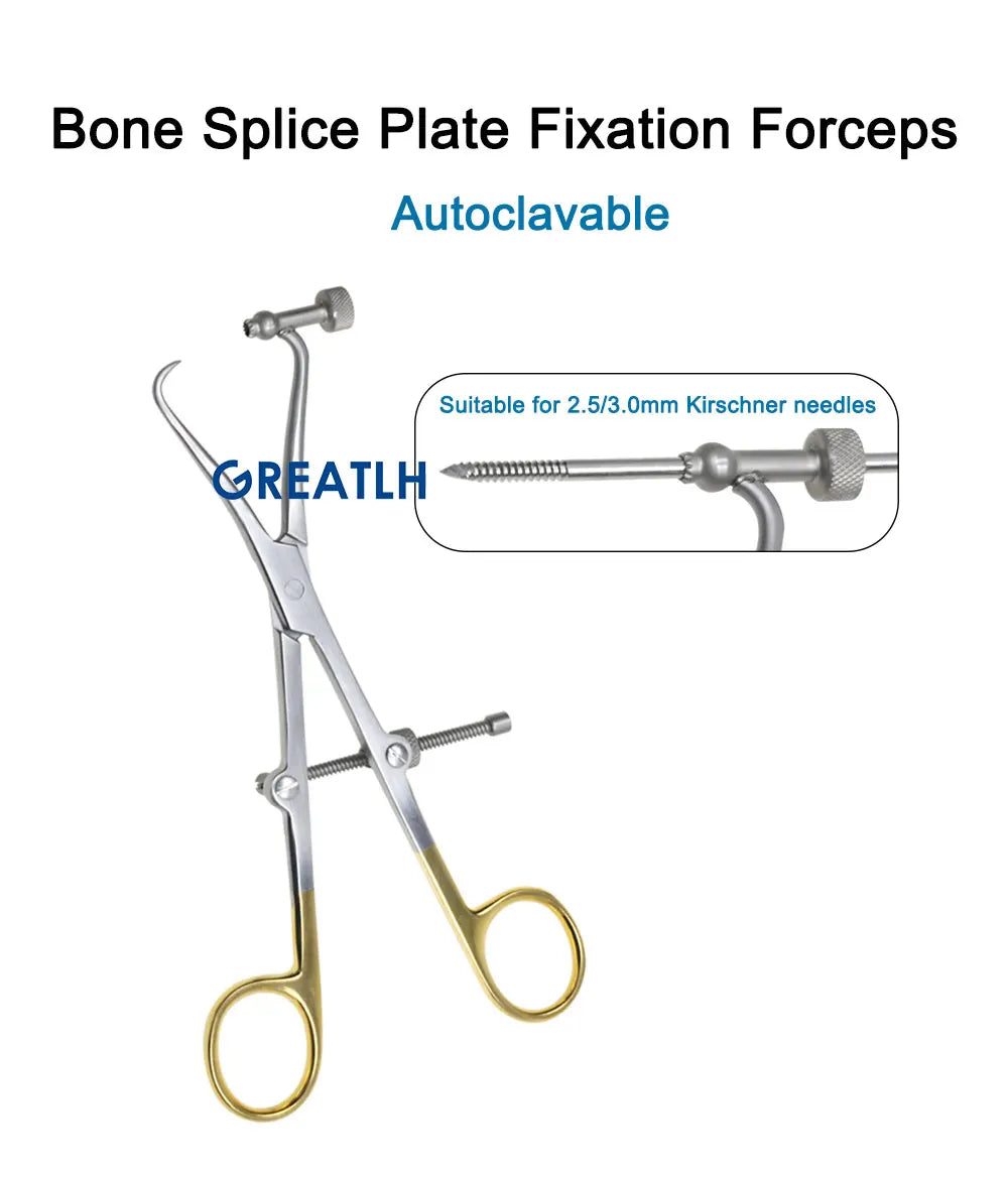 GREATLH Orthopedic Bone Reduction Forceps with Drill Guide Autoclavable Orthopedic Veterinary Instruments Stainless Steel