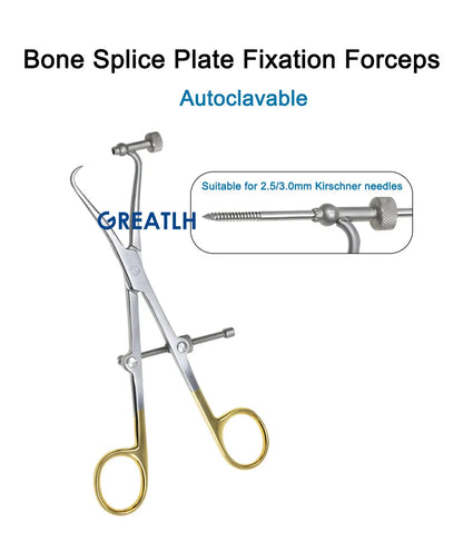 GREATLH Orthopedic Bone Reduction Forceps with Drill Guide Autoclavable Orthopedic Veterinary Instruments Stainless Steel