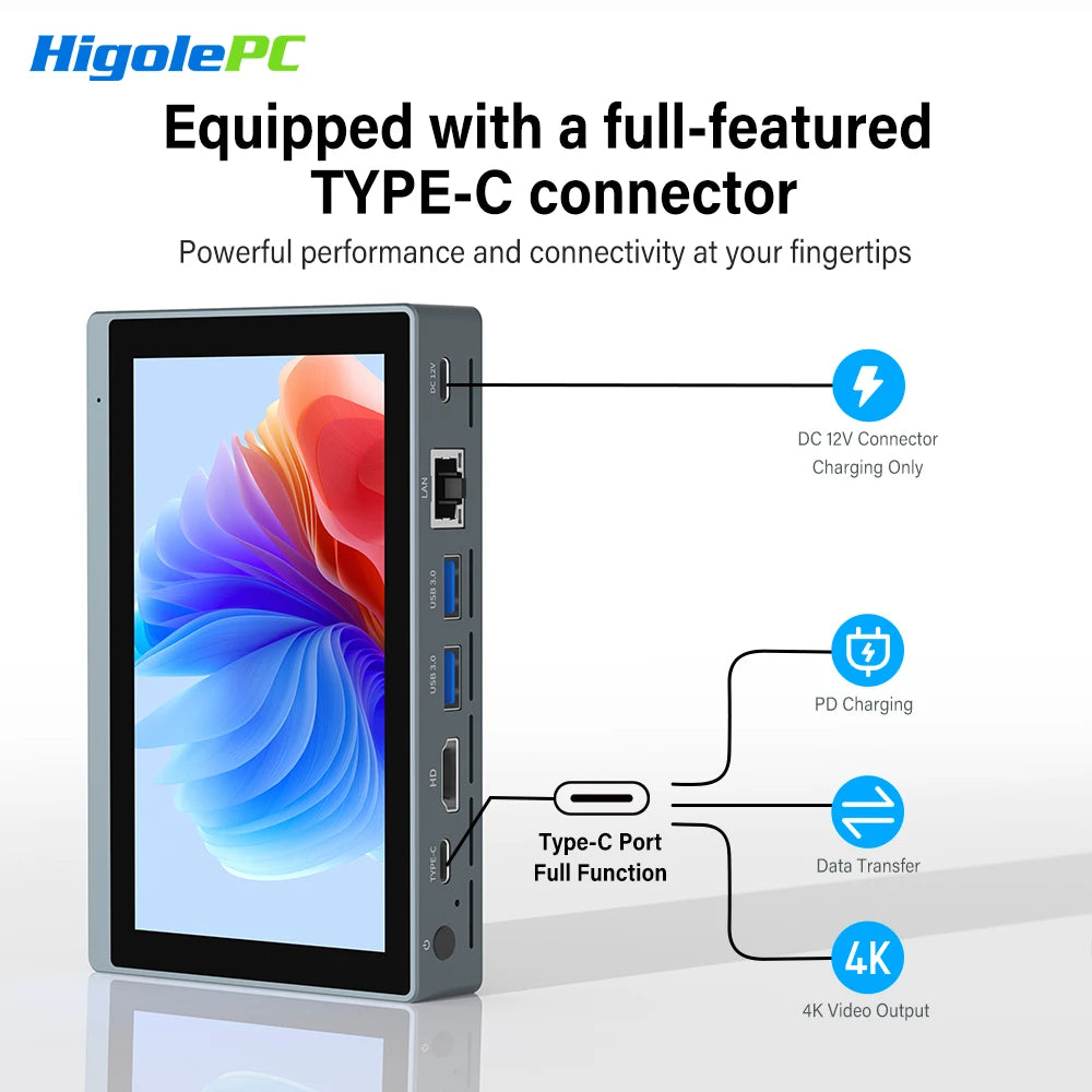 Higole Gole 2 Pro 5.5'' Mini PC Intel N5095 Windows 11 WiFi5 8/16 128/256G 2500mAh Screen Tablet Laptop Desktop PC Mini Computer