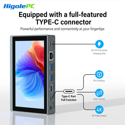 Higole Gole 2 Pro 5.5'' Mini PC Intel N5095 Windows 11 WiFi5 8/16 128/256G 2500mAh Screen Tablet Laptop Desktop PC Mini Computer