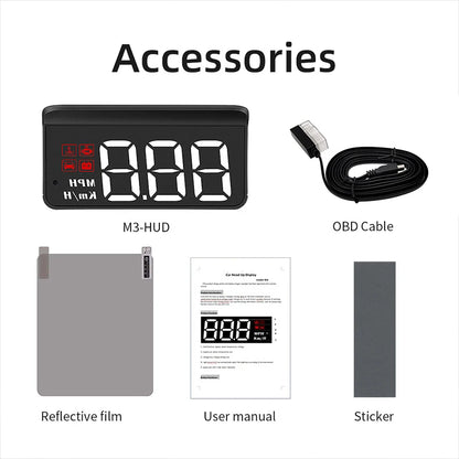 M3 OBD2 HUD / M1 GPS Head Up Display Auto Projection GPS Speedometer Digital Car Accessories Glass Projector Display HUD Alarm
