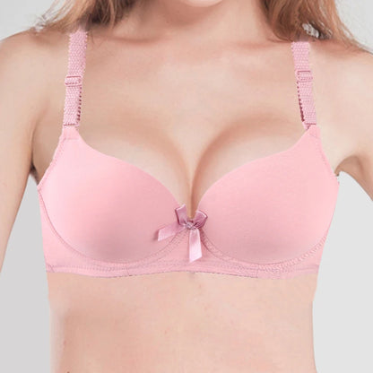 2025 New Sexy Bow Sweat Absorption Bras Solid Smooth 34/75 36/80 38/85 40/90 42/95 44/100 ABC Cup Underwear Pus Up Lingerie