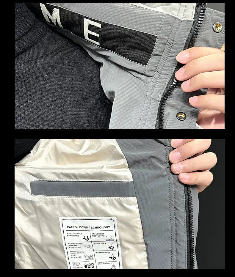 Hip Hop Men's Lightweight Hooded Down Jackets Winter Fashion Windbreaker Thick Warm Coats Outdoor Sport White Duck Down Jacket