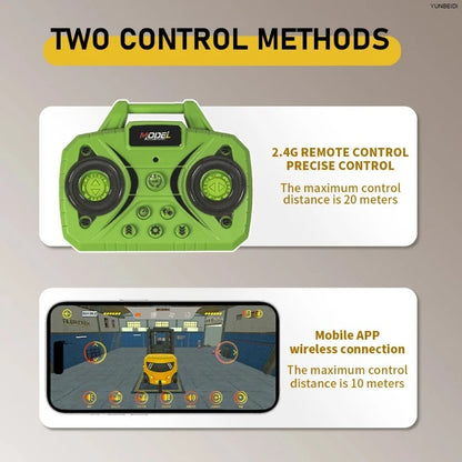 1:64 Remote Control and Alloy Truck Forklift with Trailer Worktop Mini Bluetooth RC Elevator Vehicle Children's Toy Holiday Gift