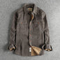 2025 Autumn And Winter New American Retro Stripe Long-Sleeve Lapel Shirt Men's Simple Fashion Washed Multi-pocket Casual Blouses