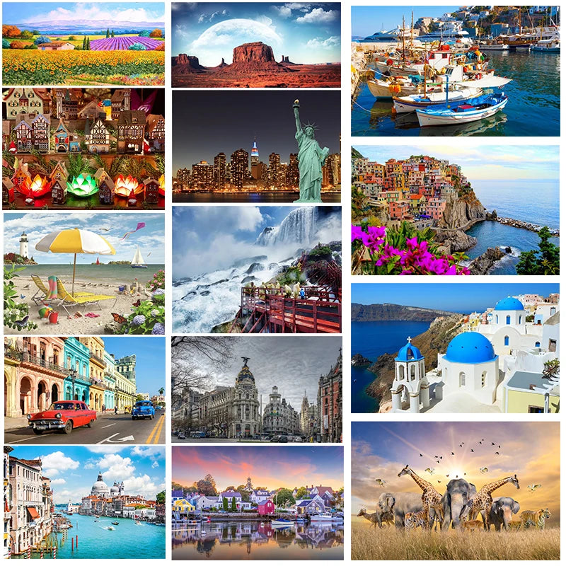 46*28cm Jigsaw Puzzles 500 Pieces Paper Picture Landscape Oil Painting Art Puzzles Decompression Toys for Adults Family Games
