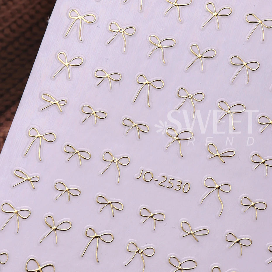 6pcs/set 3D Small Bow Ribbon Bowknot Y2K Nail Sticker Mini Kawaii Japanese Adhesive Decal Valentine's Simple Nail Manicure Decor