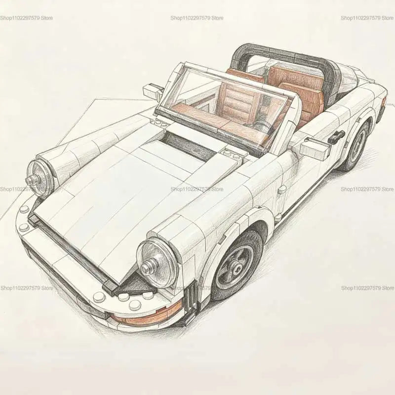 1458PCS 2-in-1 Collectible Classic Vintage Car Racing Sports Car Building Blocks Model STEM DIY Mechanical Assembly Brick Kit