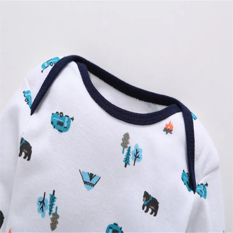 Lovely Baby Boy bodysuits 3Pcs/sets Long Sleeved Clothes PP Pant Cotton Infant Sporty Girl Short Sleeved Bodysuits