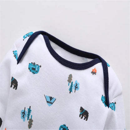 Lovely Baby Boy bodysuits 3Pcs/sets Long Sleeved Clothes PP Pant Cotton Infant Sporty Girl Short Sleeved Bodysuits