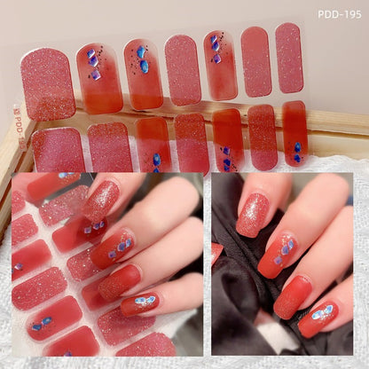 1PC Gel Nail Sticker Patch Slider Flower Gradient Color Back Glue Full Cover Waterproof Gel Nail Sticker UV Lamp Curing Manicur