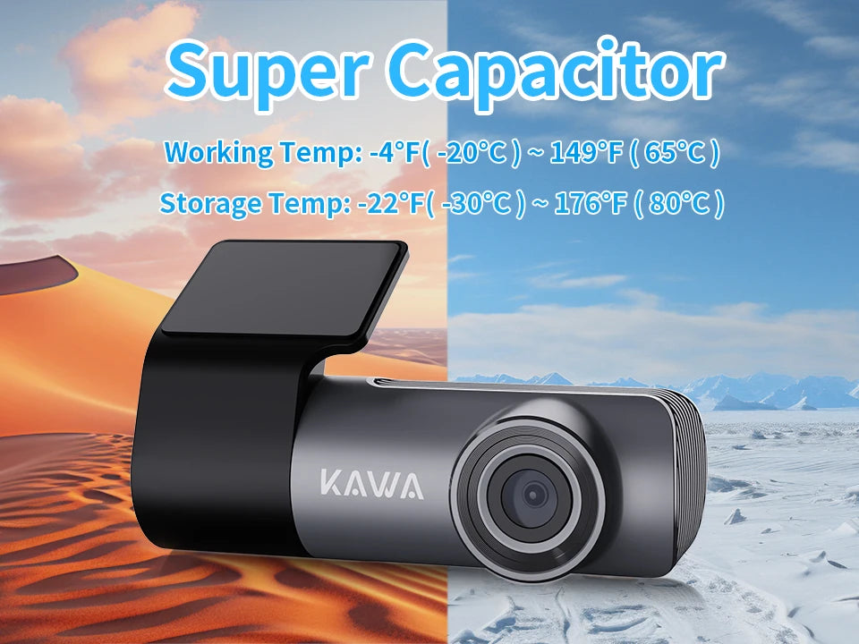 2K Dash Camera For Car DVR Dash Cam In The Car KAWA D5 Video Recorder Emergency Voice Control WiFi APP Monitor WDR Dashcam