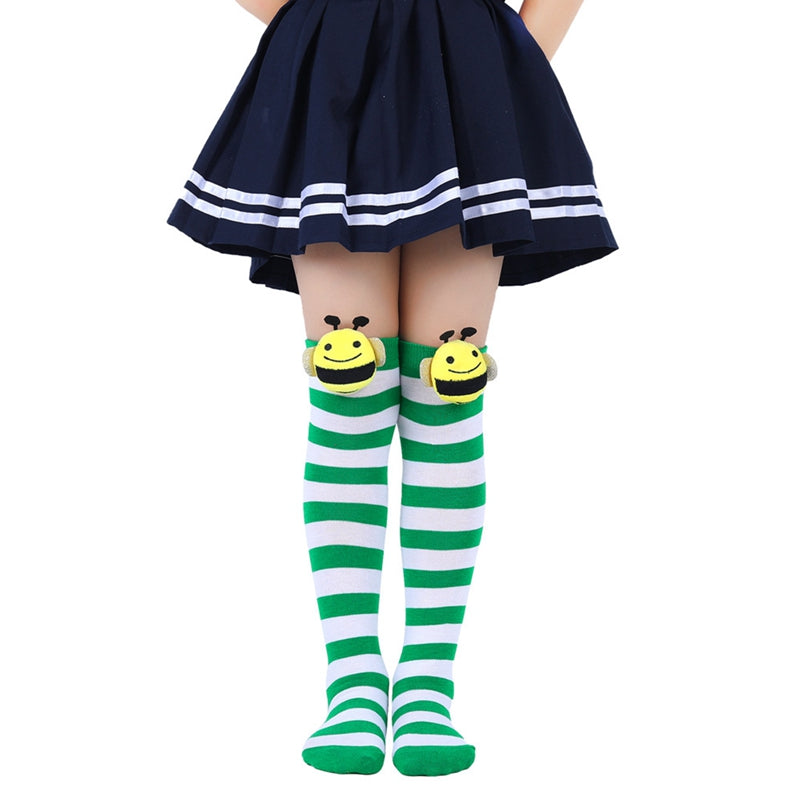 Halloween Knee High Socks Cosplay Striped Stockings for Halloween Girls Bee Costume 7-12Years