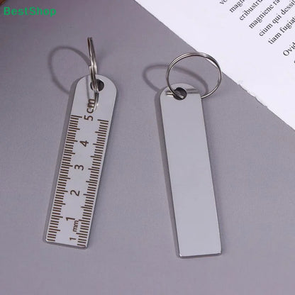 ♥Mini Stainless Steel Ruler Keychain | 1-5cm Portable Measuring Tool Key Rings (Anti-loss Measuring Ruler)