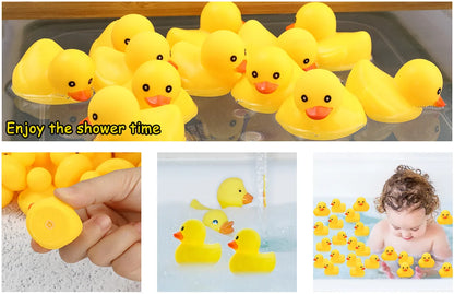1-100pc Pink Mini Rubber Ducks Set in Bulk Float Squeak Tiny Ducks Rubber Duck Toy for Kids Party Birthday Supplies