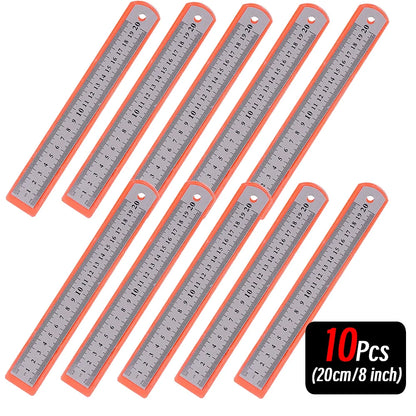 10P 15-30cm Stainless Steel Metal Straight Ruler Precision Double Sided Precision Measuring Tool Scale Metric Ruler Accessories