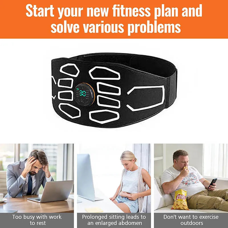120cm Muscle Stimulator Muscle Toner Abdominal Toning Belt Abdominal Massager Smart Waist Belts USB Recharge Fitness Equipment