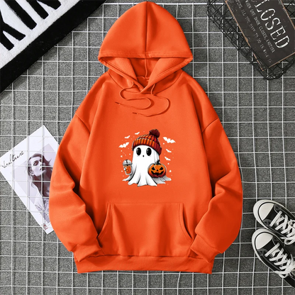 Women's Fashion Tops Casual O-neck Halloween Print Long Sleeve Loose Pullover Shirts, Creative Halloween Theme Printed Hoodie
