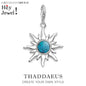 Blue Stone Sun Dangle Charm For Women Men 925 Sterling Silver Pendant Jewelry Trendy Gift