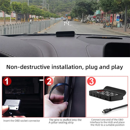 M3 HUD Obd2 Display On-board Computer Car Head-up display Windshield Big Font projection E-OBD and GPS Suitable for All Cars M1