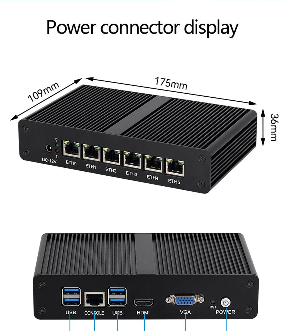 BEBEPC Fanless Mini PC Intel 4415U 6*LAN i211 NICS 1*RS232 3/4G Module Pfsense Firewall Soft Router VPN Sever Linux Win11 Pro