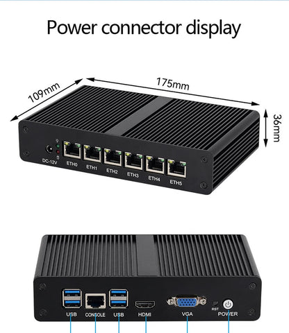 BEBEPC Fanless Mini PC Intel 4415U 6*LAN i211 NICS 1*RS232 3/4G Module Pfsense Firewall Soft Router VPN Sever Linux Win11 Pro