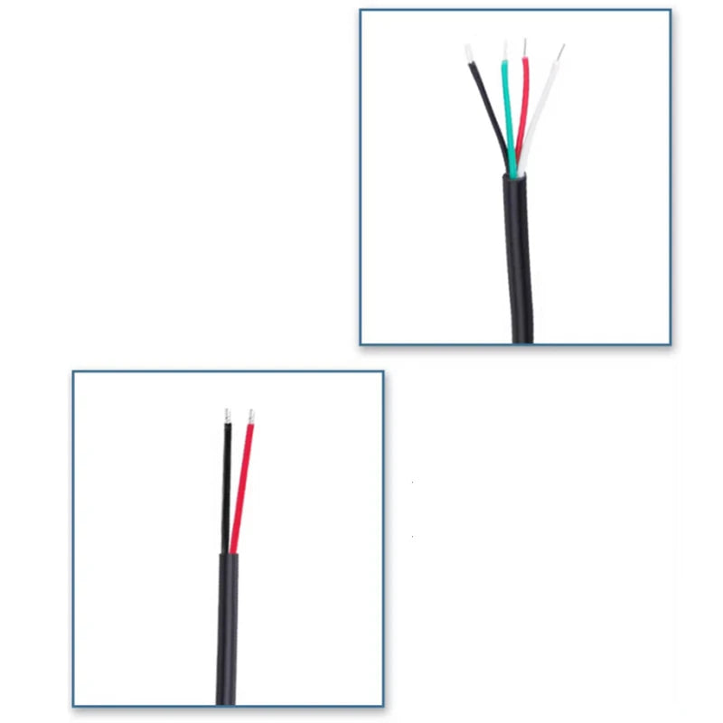 1/2/5Pcs 2Pin 4Pin Micro USB Charger Connector USB 2.0 Type A Male Female Power Supply Extension Cable Wire DIY Data Line