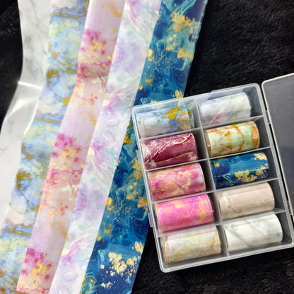 10Rolls Halloween  Flower Plaid Angel Marble  Bow Nail Foils Transfer Paper  Nail Art Stickers   Decal  Nails Decoration