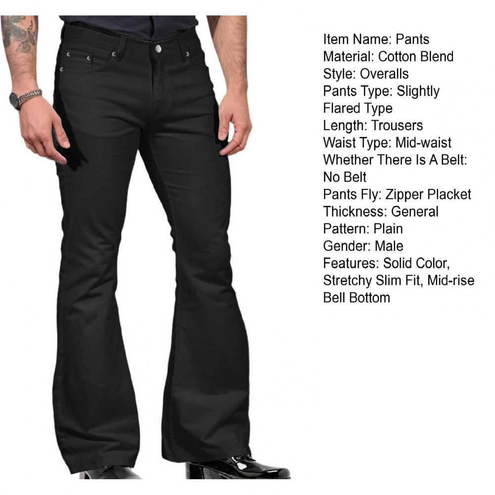 Flattering Bell Bottom Trousers Retro-inspired Flared Pants Fashionable Men's Vintage Jeans Slim Fit Bell Bottom for Harajuku