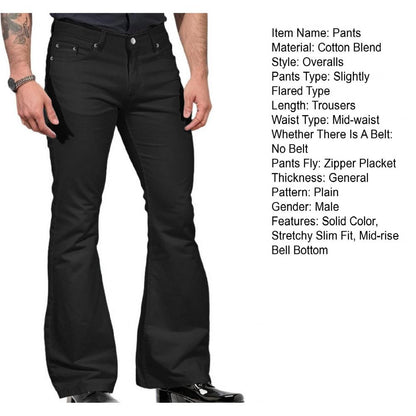 Flattering Bell Bottom Trousers Retro-inspired Flared Pants Fashionable Men's Vintage Jeans Slim Fit Bell Bottom for Harajuku