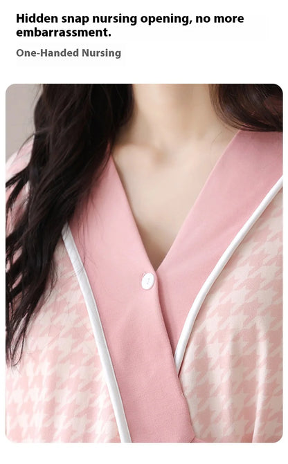 Postpartum Clothing with Chest Cushion Autumn Postpartum Women Pajamas Maternity Ladies Breastfeeding Clothes Pregnancy Homewear