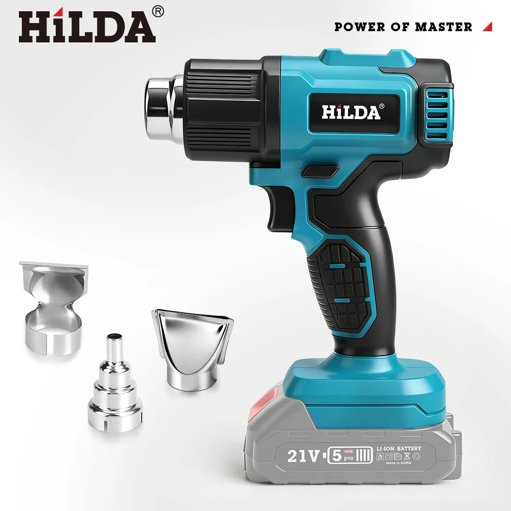 HILDA Cordless Handheld Hot Air Gun With Nozzle For Shrink Wrap PVC Welding Paint Removing DIY Craft Repair For Makita Battery