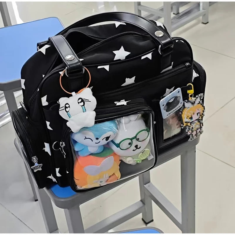 Japanese Itabag With Transparent Display Multi-pocket Shoulder Bag Fashion Tote Bag Jk Uniform Handbag Y2k Style Crossbody Bag