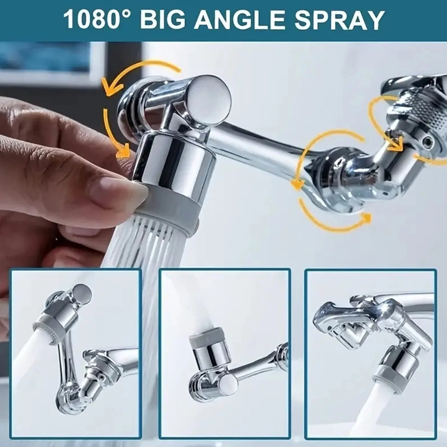 360° Rotating Faucet Extender - Multi-Functional, Foldable & Portable Spray Head for Bathroom & Kitchen Sinks