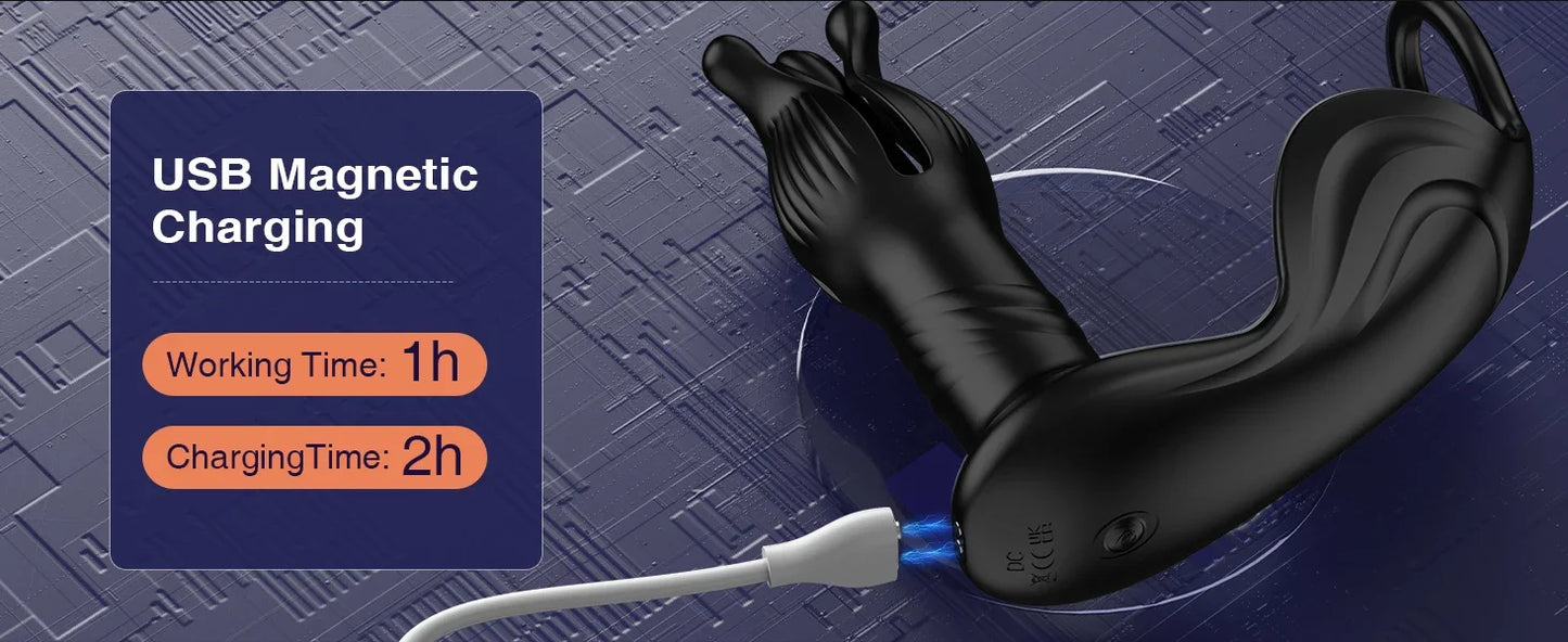 Prostate Massager Anal Plug with 9 Tension Shock Flapping Thrusting Vibrating Butt Plug APP Control Male Vibrator Adult Sex Toys