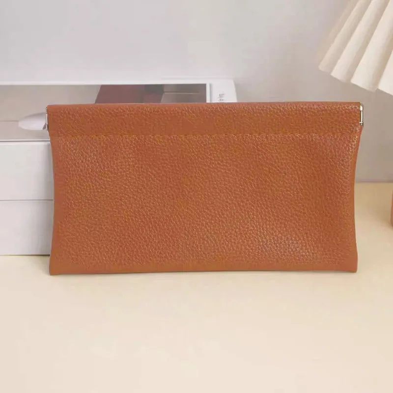 Self-Closing Artificial Leather Long Wallet Passport Driver's License ID Holder Headphone Data Cable Storage Cash Pouch