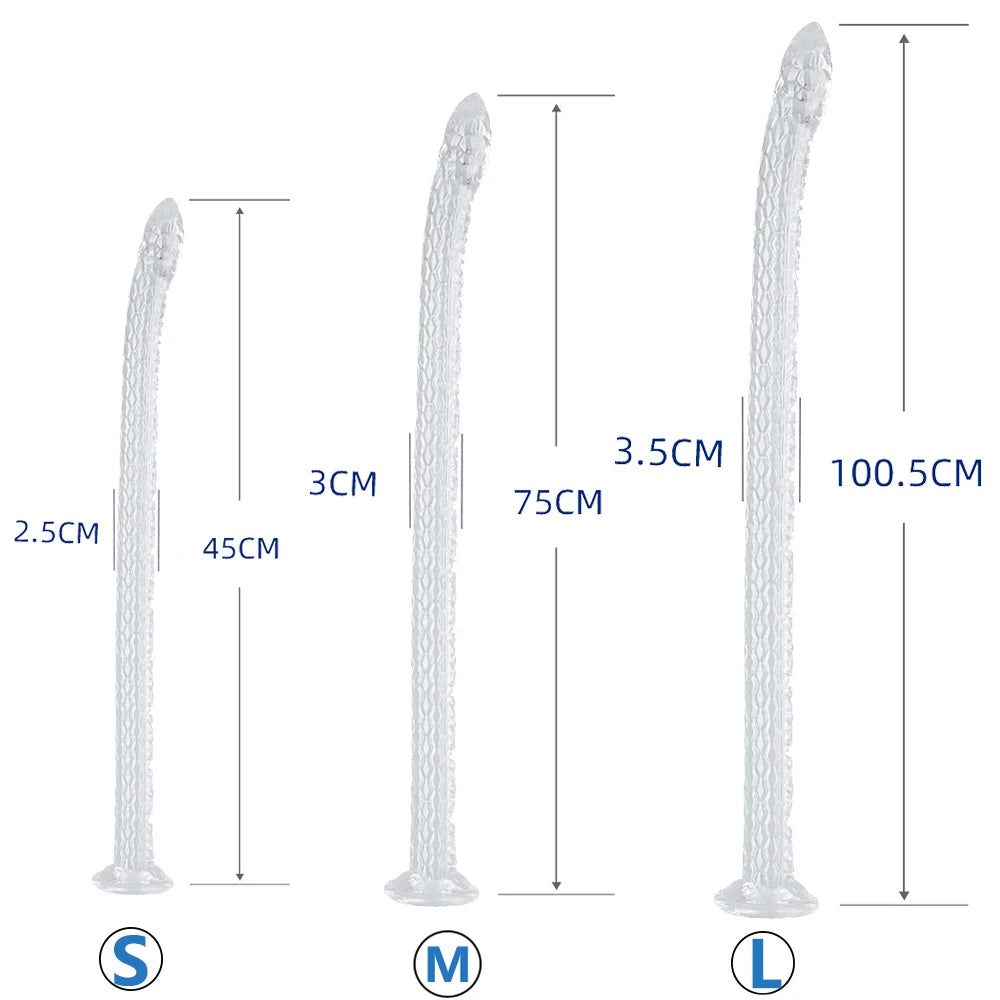 45-100cm Long Snake Monster Dildo Soft Anal Plug Giant Fantasy Clear Flexible Anus Massager Suction Cup Sex Toys For Men Women