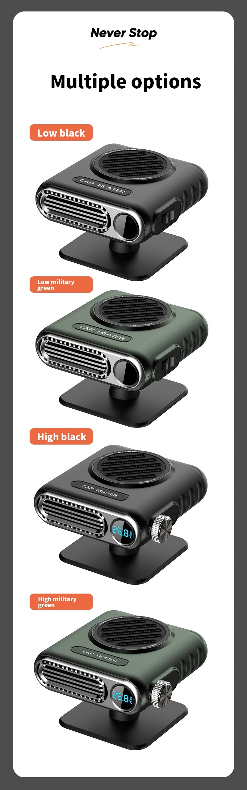 12v/24v digital display 150W car heater 2 gear speed regulation for defrosting defogging heating Air Purification 2026 ﻿