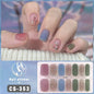 14Tips Semi Cured Gel Nail Stickers Foil Glittering Nail Art Stickers Self-Adhesive Simple Gel Full Nail Wraps