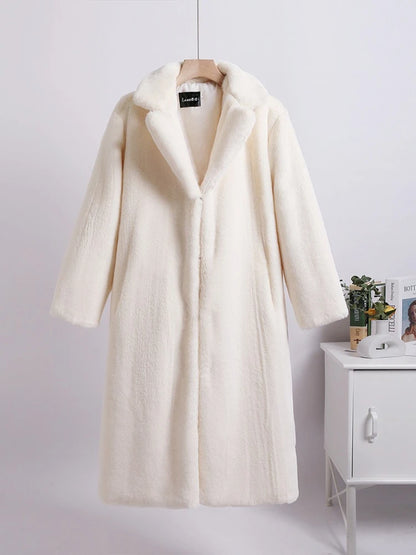 TARUXY Winter Loose Mink Velvet Imitation Fur Splicing Long Coat Fur Suit Collar Women's Coat High Street Fashion Lady Overcoat