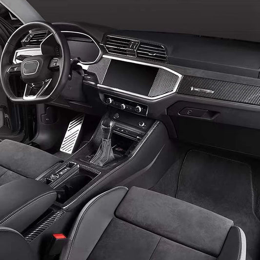 FOR Audi Q3 2019 -2022 Car Carbon fiber style Console Gear Shift Frame Cover Trim Interior accessories  Auto Integral interior