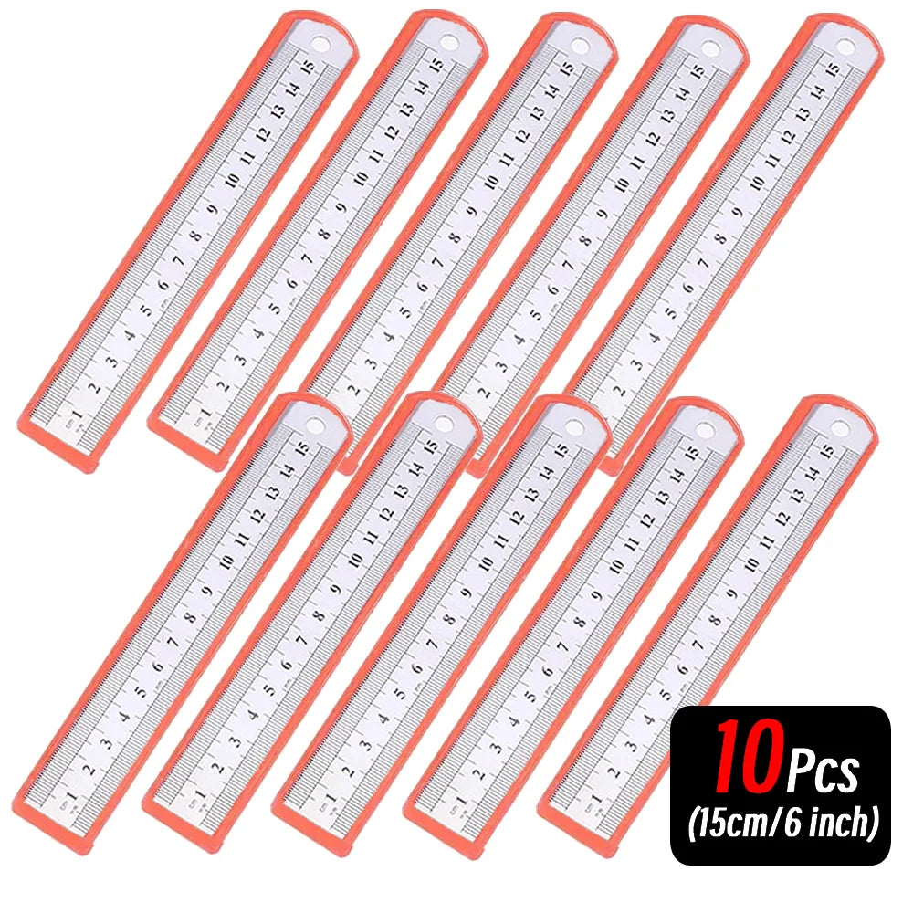 10P 15-30cm Stainless Steel Metal Straight Ruler Precision Double Sided Precision Measuring Tool Scale Metric Ruler Accessories