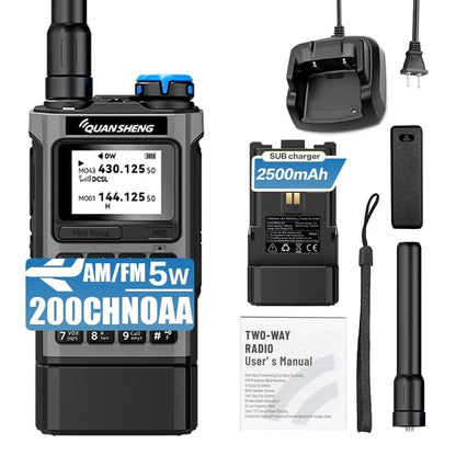 QUANSHENG K1 Air Band Walkie Talkie Wireless Copy Frequency Meter Type-C Charging NOAA Multi-Band Portable Two Way Radio UV
