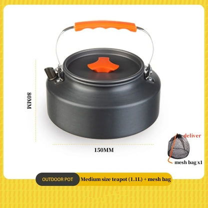 Camping Cookware Cooking Kettle Pot Hiking Picnic Equipment Portable Frying Pan Hanging Pot, Hiking Picnic Tableware