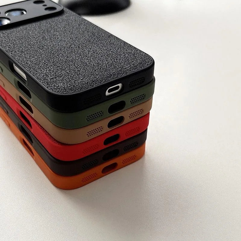 Business Moon Pit Texture Phone Case, Solid Color Full‑Coverage Shockproof Protective Cover for iPhone 17 Pro Max 16 15 14 13 12