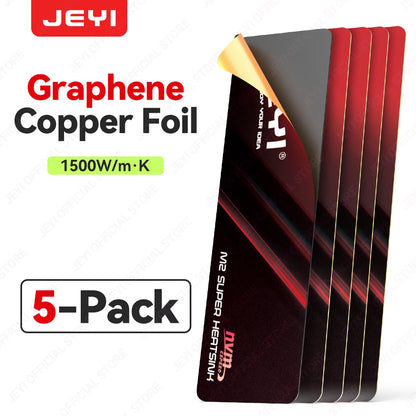 JEYI M.2 2280 SSD Graphene Copper Heatsink - Ultra Thin 0.5mm High Thermal Conductivity Cooling Pad for NVMe/SATA SSD(1/2/5pc）