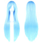 Soowee 80cm Long Synthetic Hair White Purple Cosplay Wigs Party Black Hair Straight Wig Hairpiece for Women