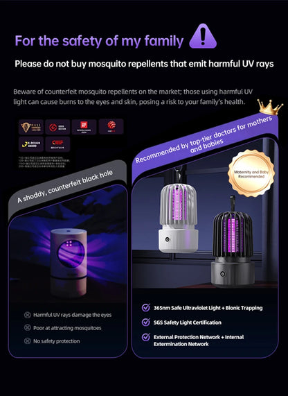 Lenovo Mosquito Killer Lamp Blue UV Light Attract Electric Shock 2-in-1 Bug Zapper 1200mAh Rechargeable For Patio Travel New